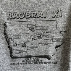 1983 Ragbrai XI 492 Mile Bike Ride in Iowa Ring T-Shirt - Avant et arrière