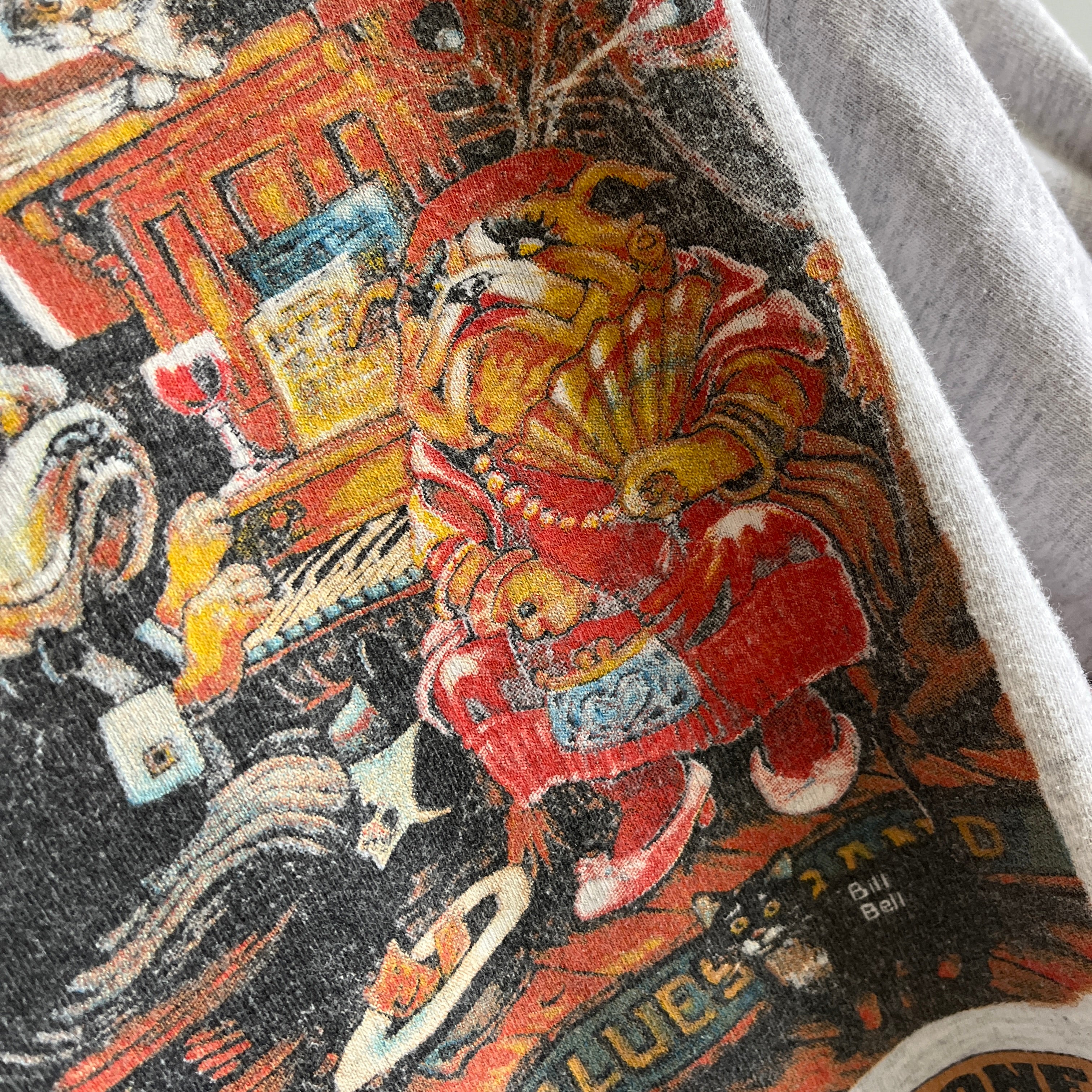 T-shirt à blocs de couleurs Bad to the Bone Bulldog des années 1980 par Tee Jays