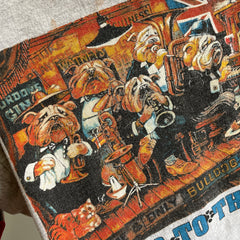 T-shirt à blocs de couleurs Bad to the Bone Bulldog des années 1980 par Tee Jays