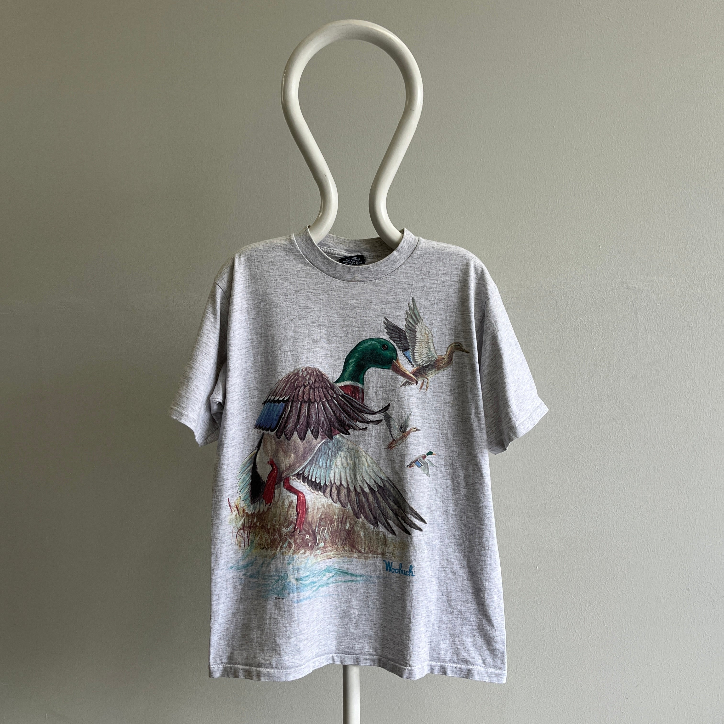 1990 uSA Woolrich Mallard T-shirt avant et arrière - Oh mon dieu !