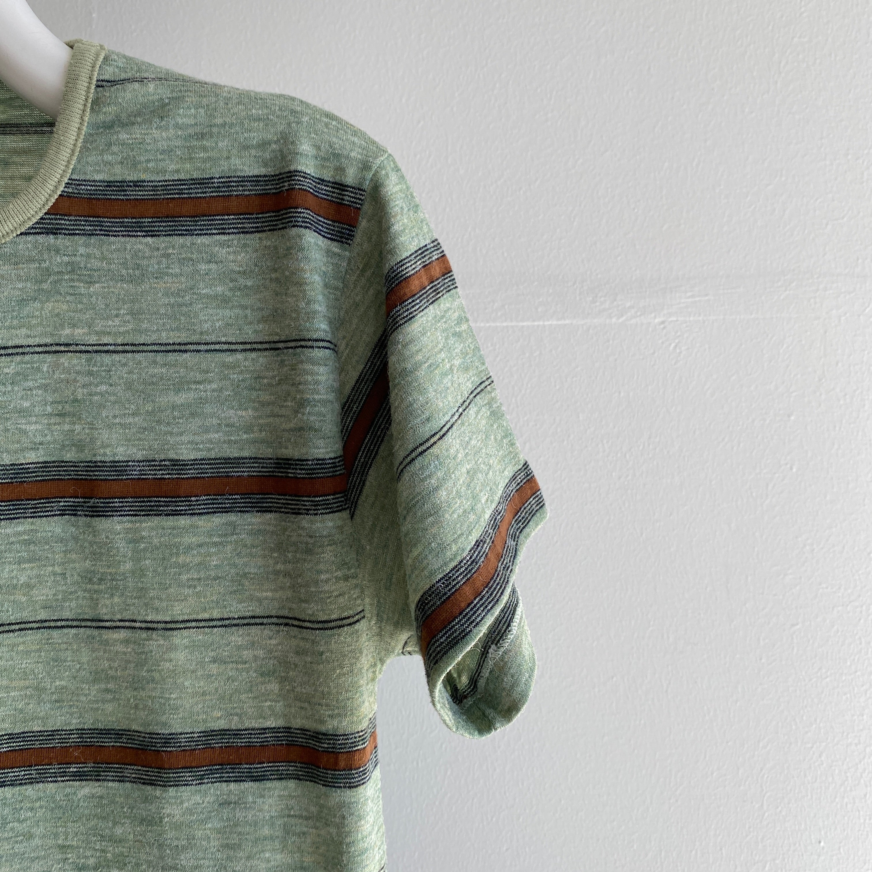1980s Striped T-Shirt with Rolled Collar