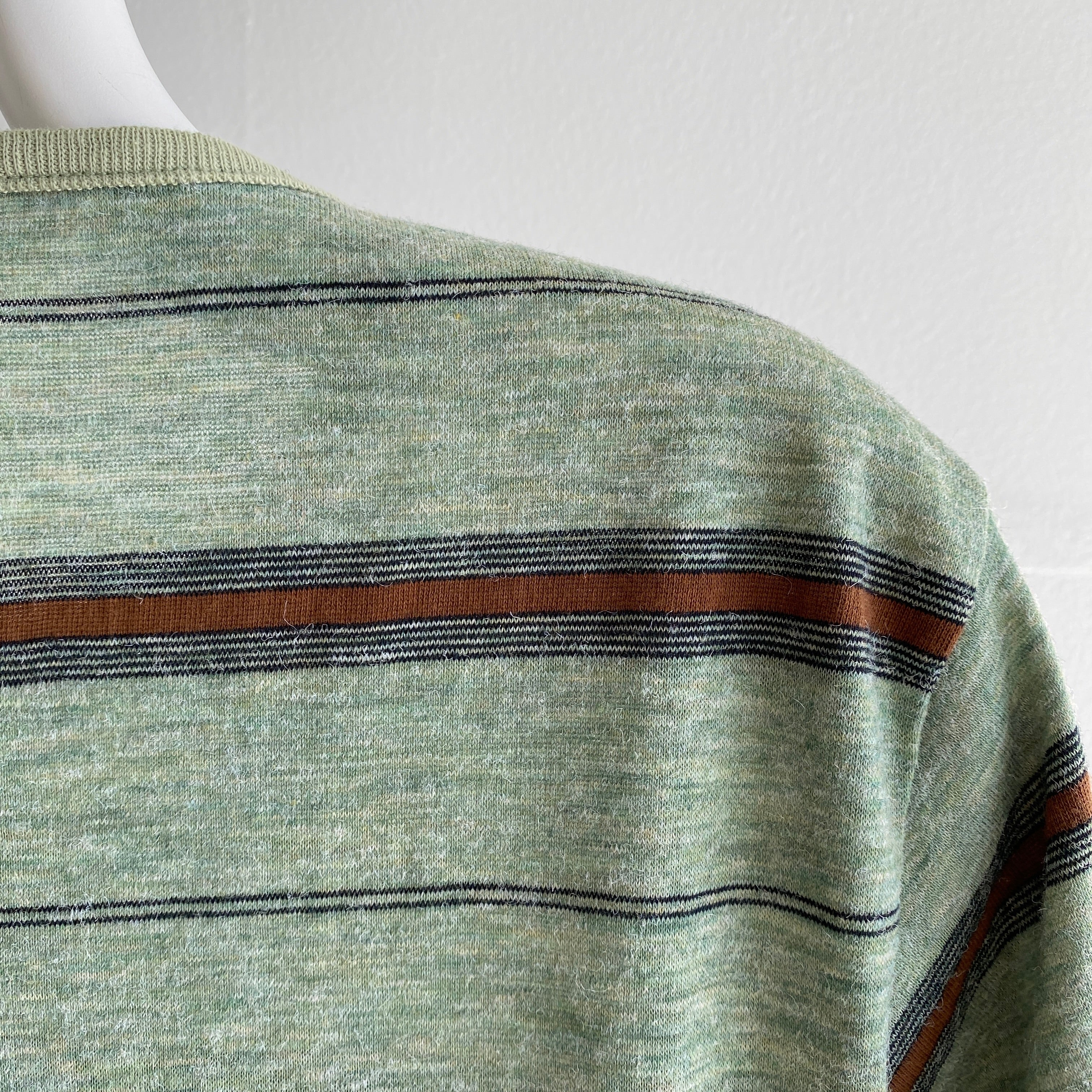 1980s Striped T-Shirt with Rolled Collar