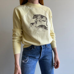 1980s German Shepard Pale Yellow Graphic Sweatshirt