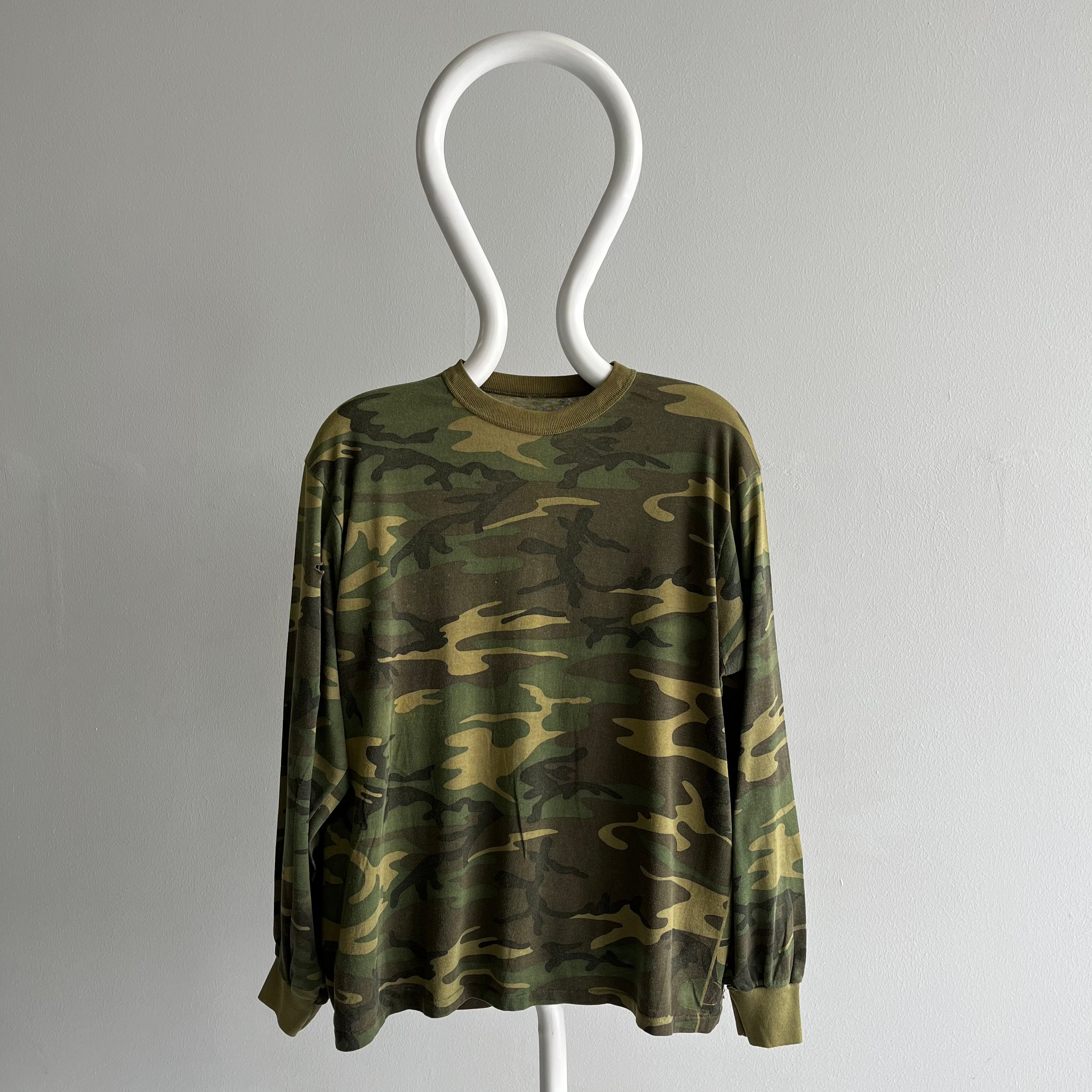1980s Lightweight and Slouchy Long Sleeve Camo T-Shirt