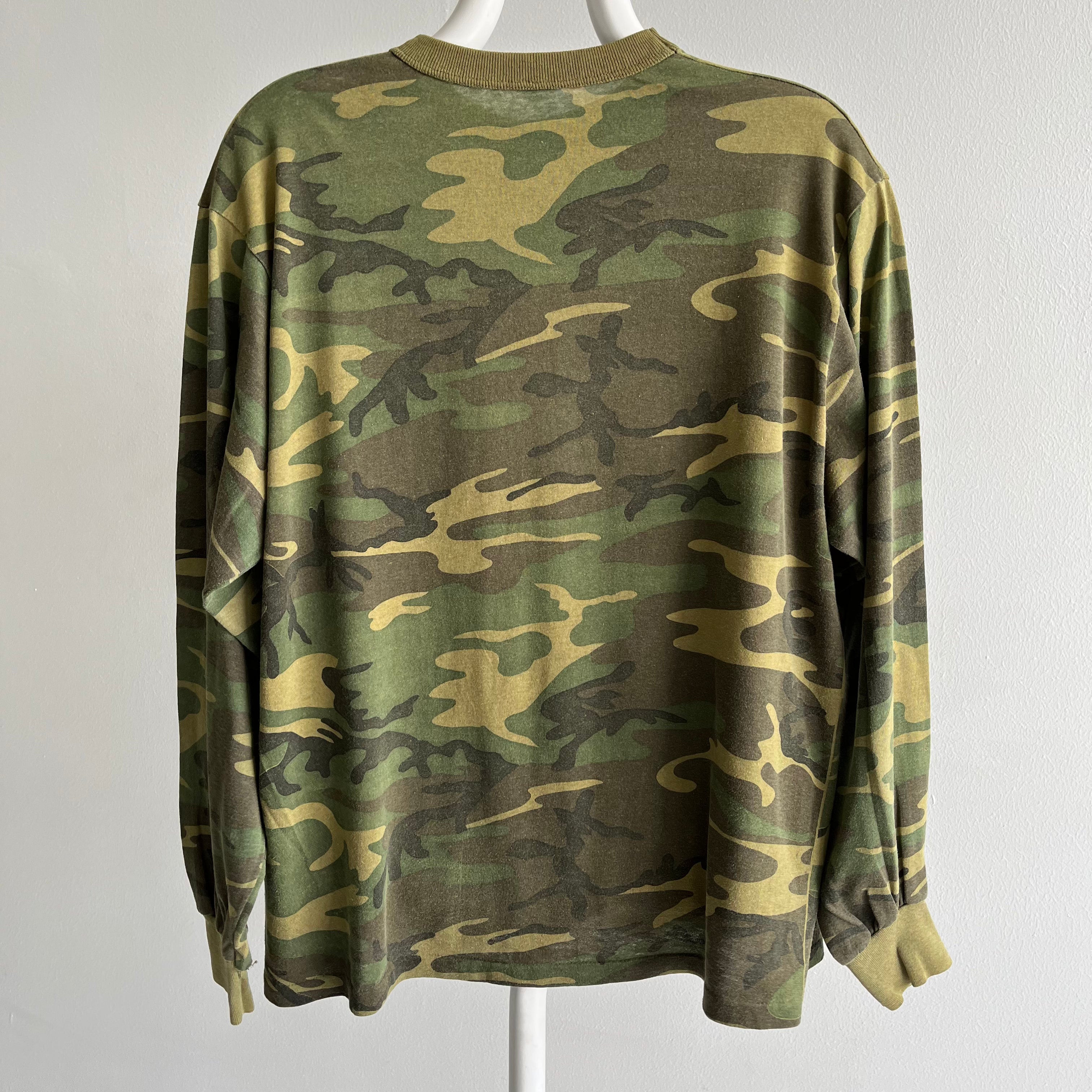 1980s Lightweight and Slouchy Long Sleeve Camo T-Shirt