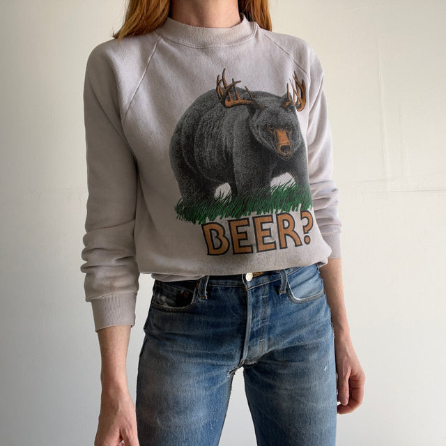 1985 Disgustingly Stained Beer Bear Sweatshirt - I'm talking next level staining
