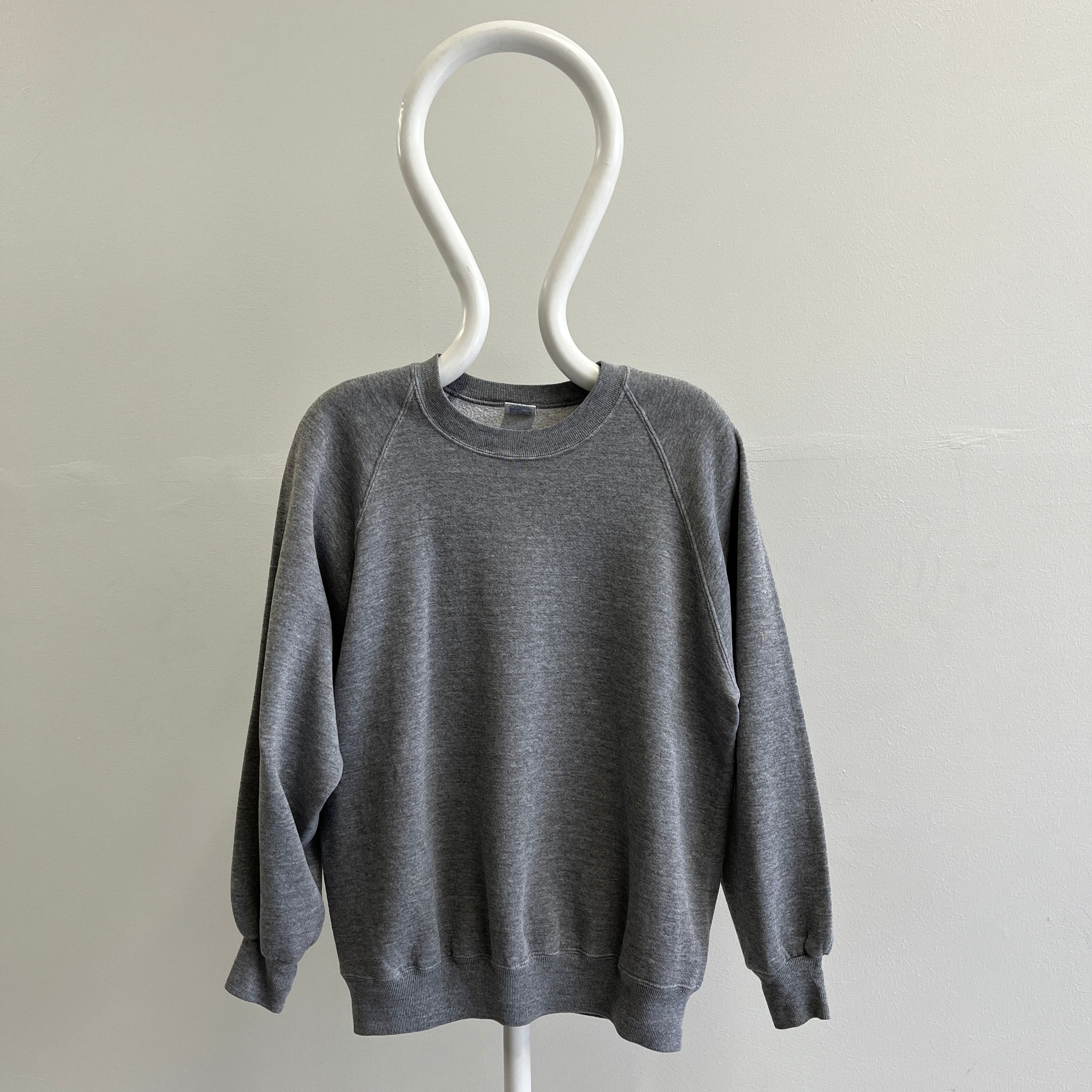 1980s Deep Gray Blank Sweatshirt with Staining