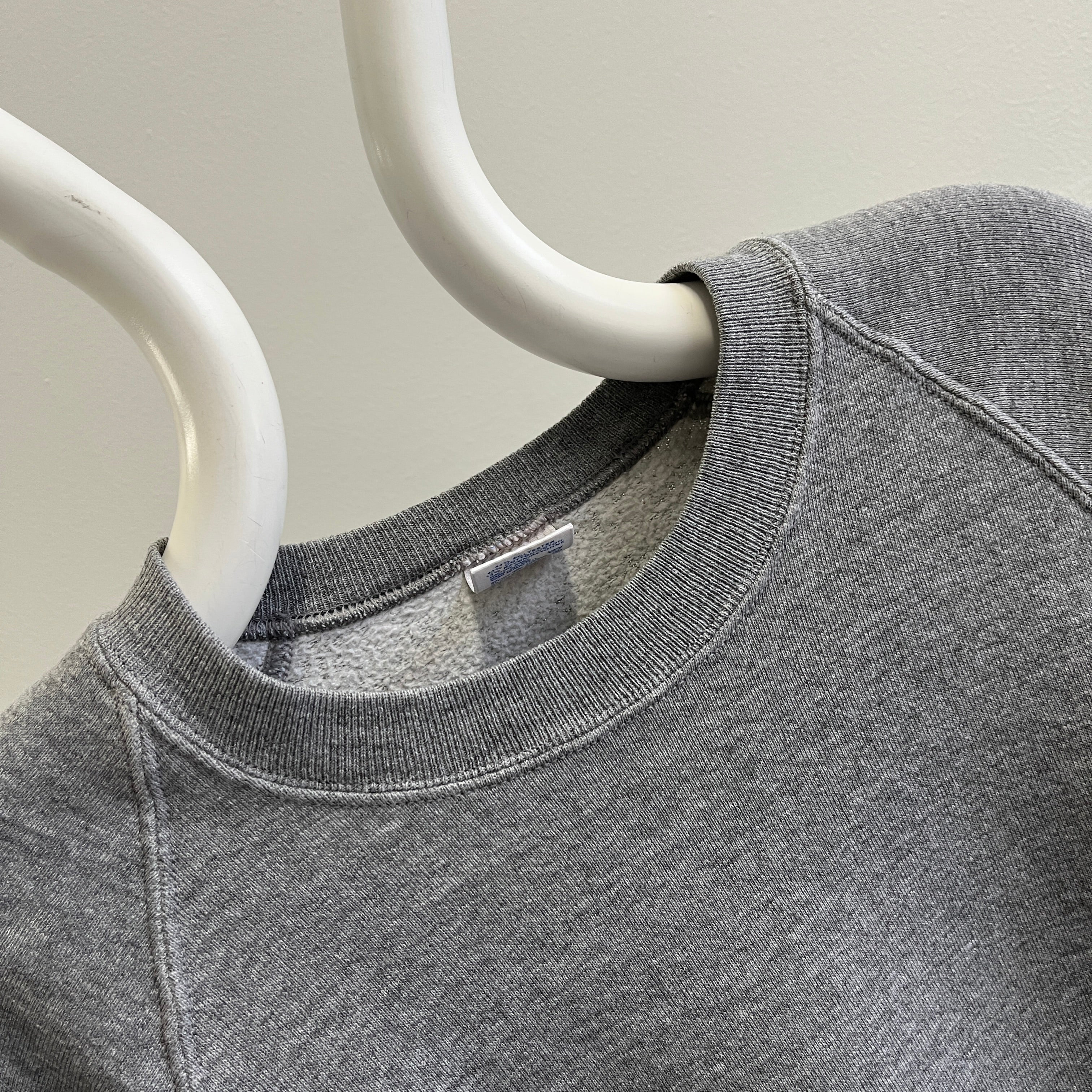 1980s Deep Gray Blank Sweatshirt with Staining