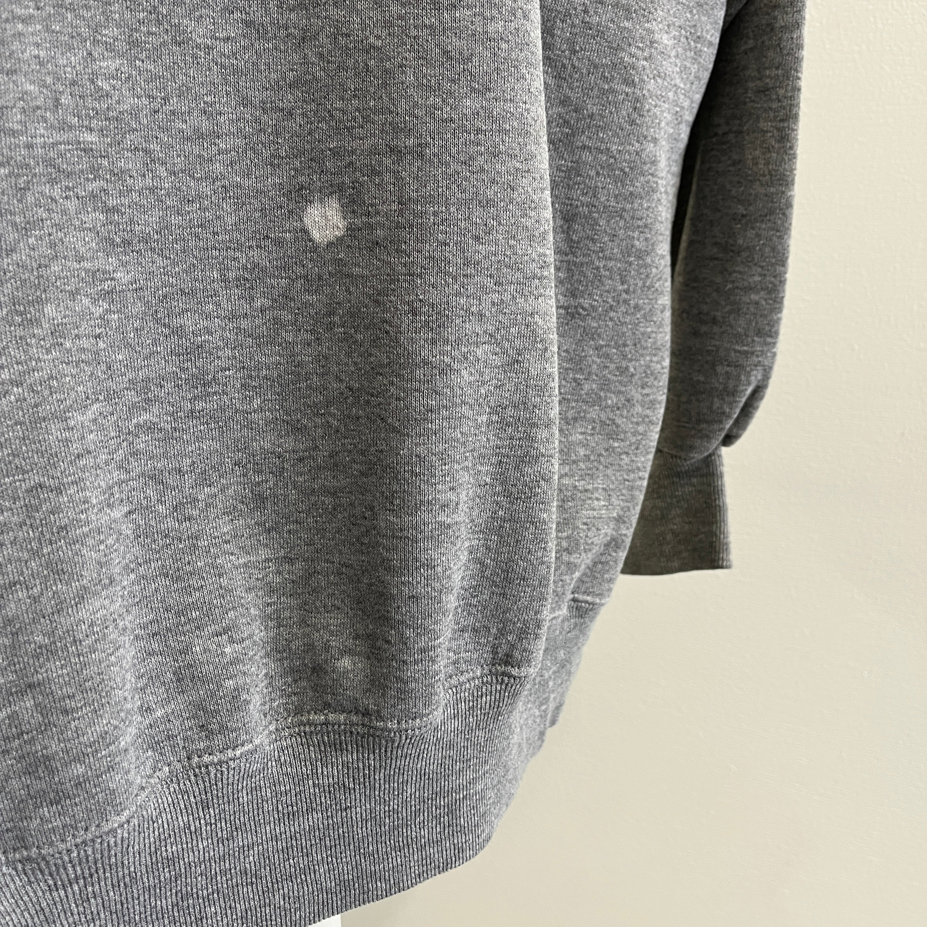 1980s Deep Gray Blank Sweatshirt with Staining