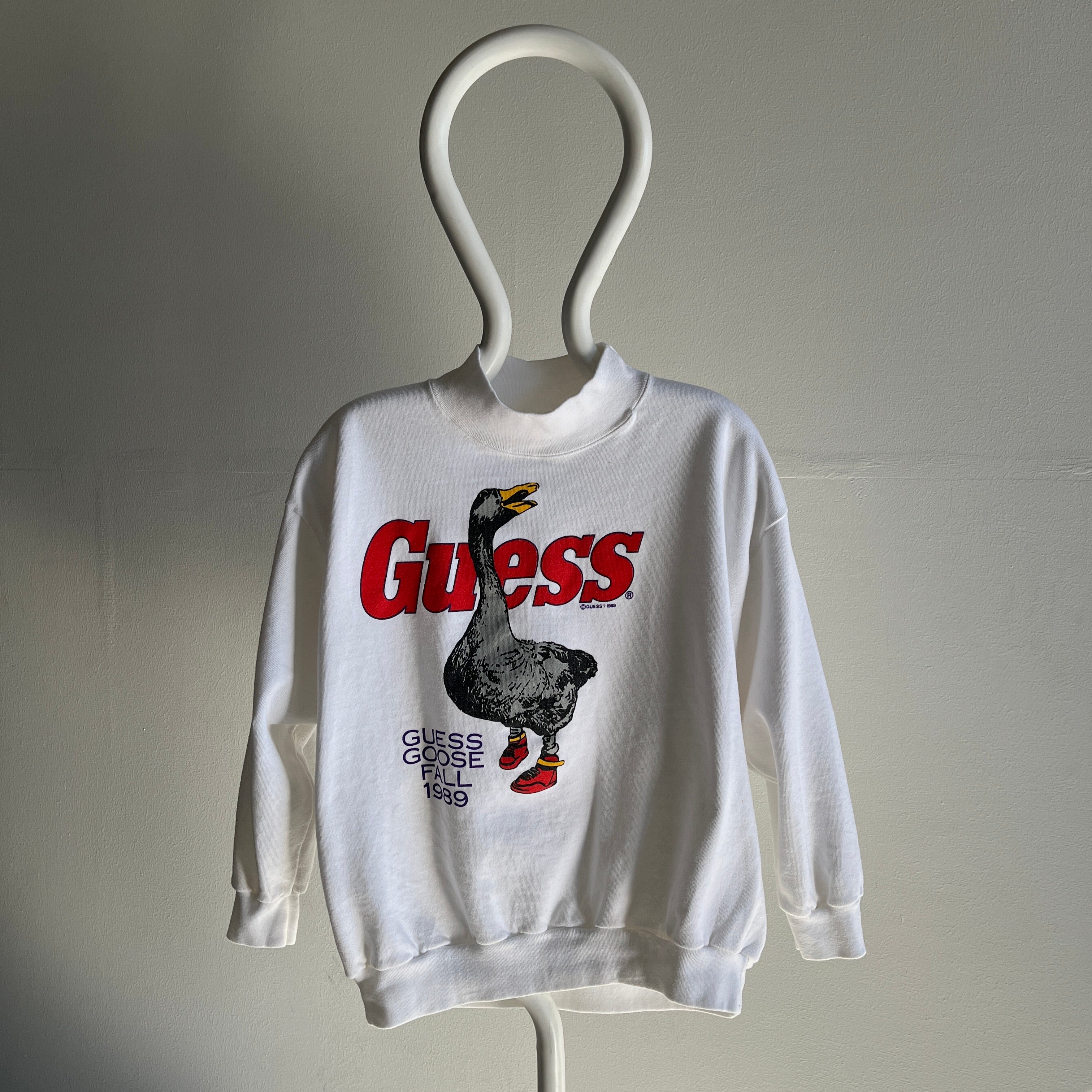 1989 Guess Jeans Goose In High Tops Mock Neck Sweatshirt