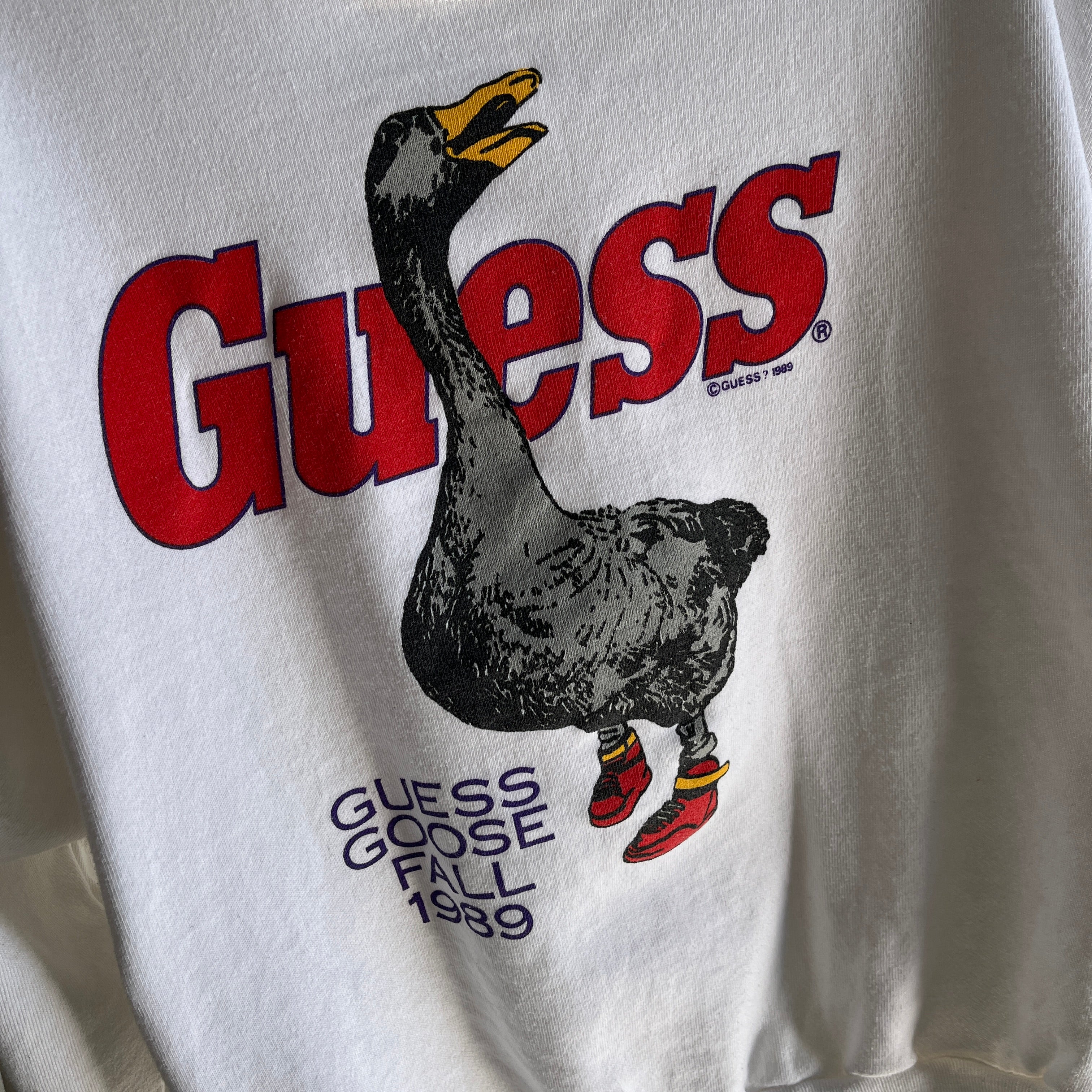 1989 Guess Jeans Goose In High Tops Mock Neck Sweatshirt