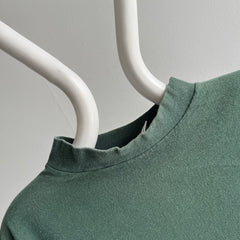 1980s FOTL Faded Dark Green Mock Neck Long Sleeve T-Shirt