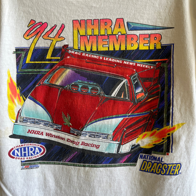 1994 National Hotrod Association Backside T-shirt - vieilli avec un équipage supérieur
