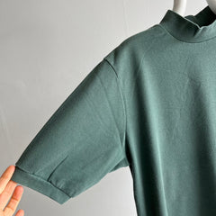 1980/90s USA Made Land's End Mock Neck Combed Cotton 1/2 Sleeve T-Shirt