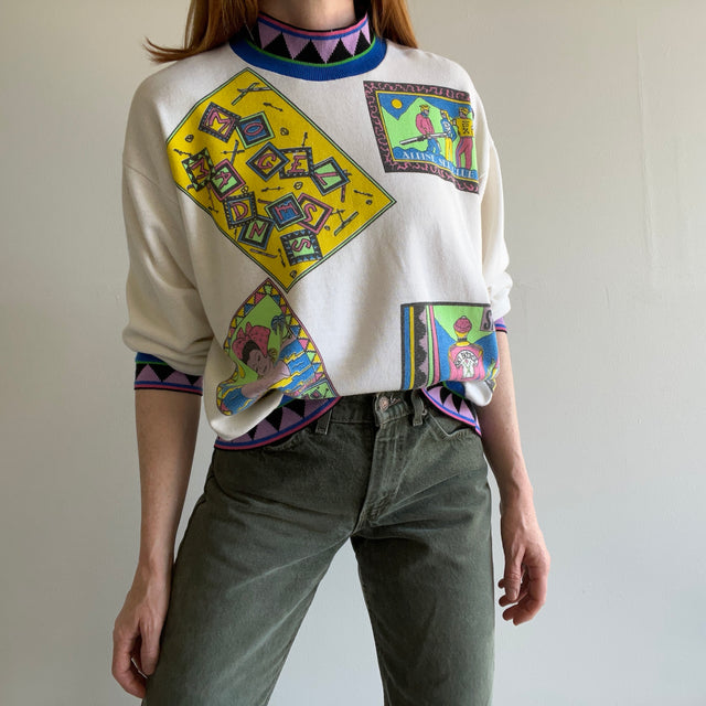 1980s ULTRA SUPER EIGHTS THINNED OUT MOCK NECK SWEATSHIRT