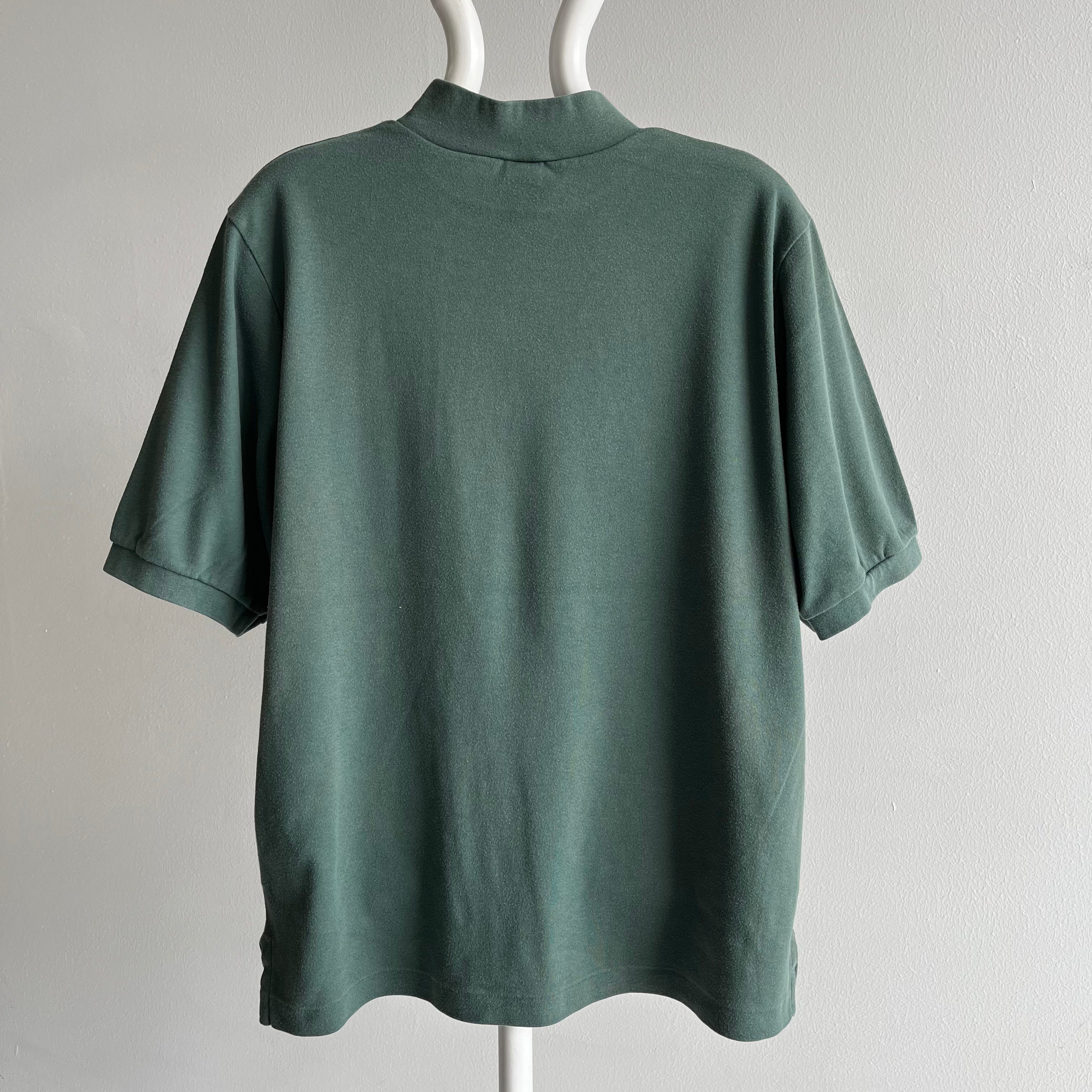 1980/90s USA Made Land's End Mock Neck Combed Cotton 1/2 Sleeve T-Shirt