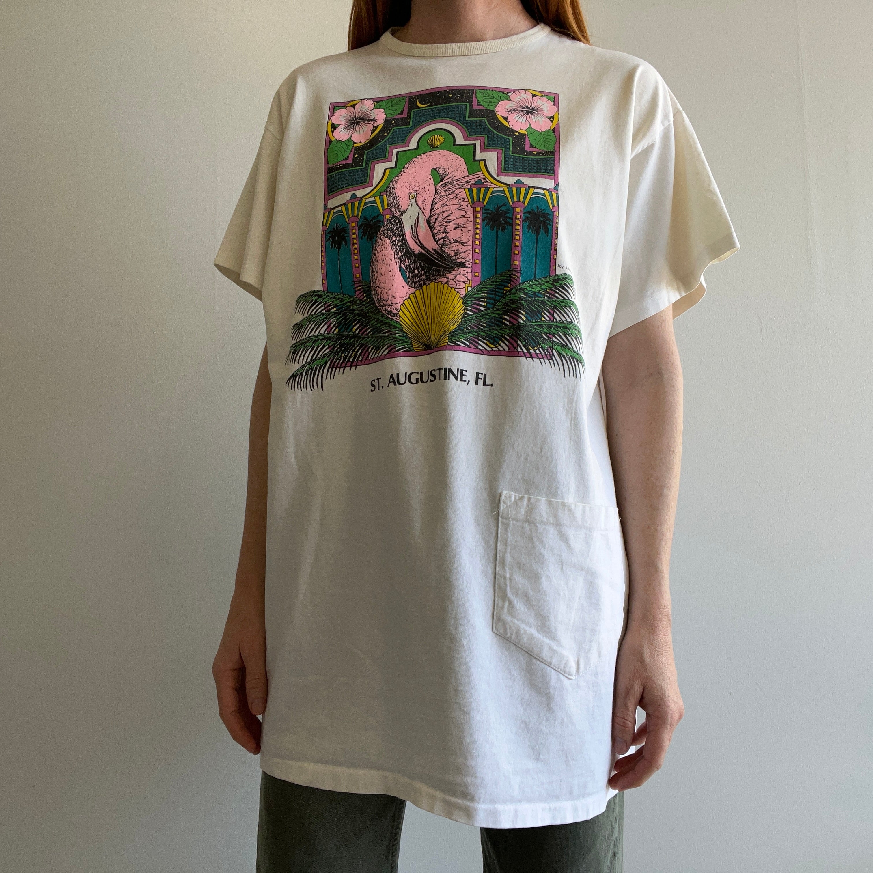 Années 1990 St. Augustine, Floride T-shirt à poche extra longue - Snacks !