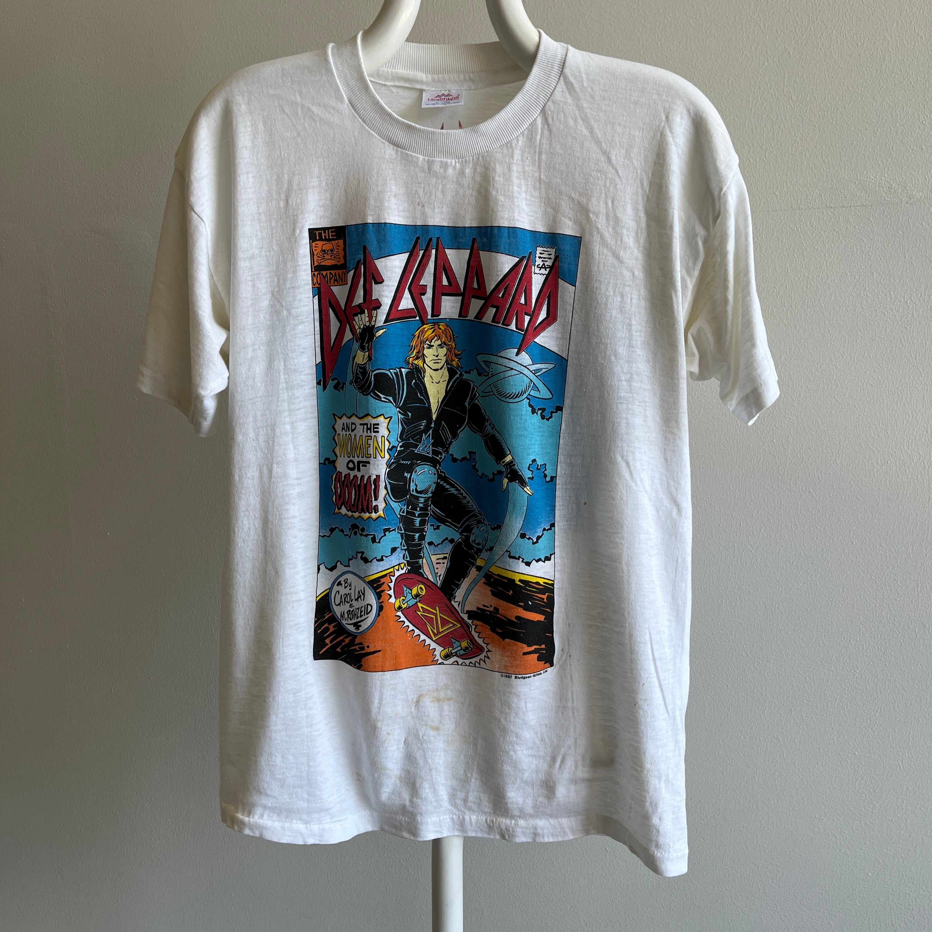 1987 Def Leppard Hysteria T-shirt avant et arrière par Healthknit - OMFG!
