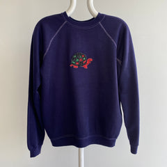 1970s REALLLLLLY Good Sparkly Turtle Contrast Stitching DIY Slouchy Sweatshirt