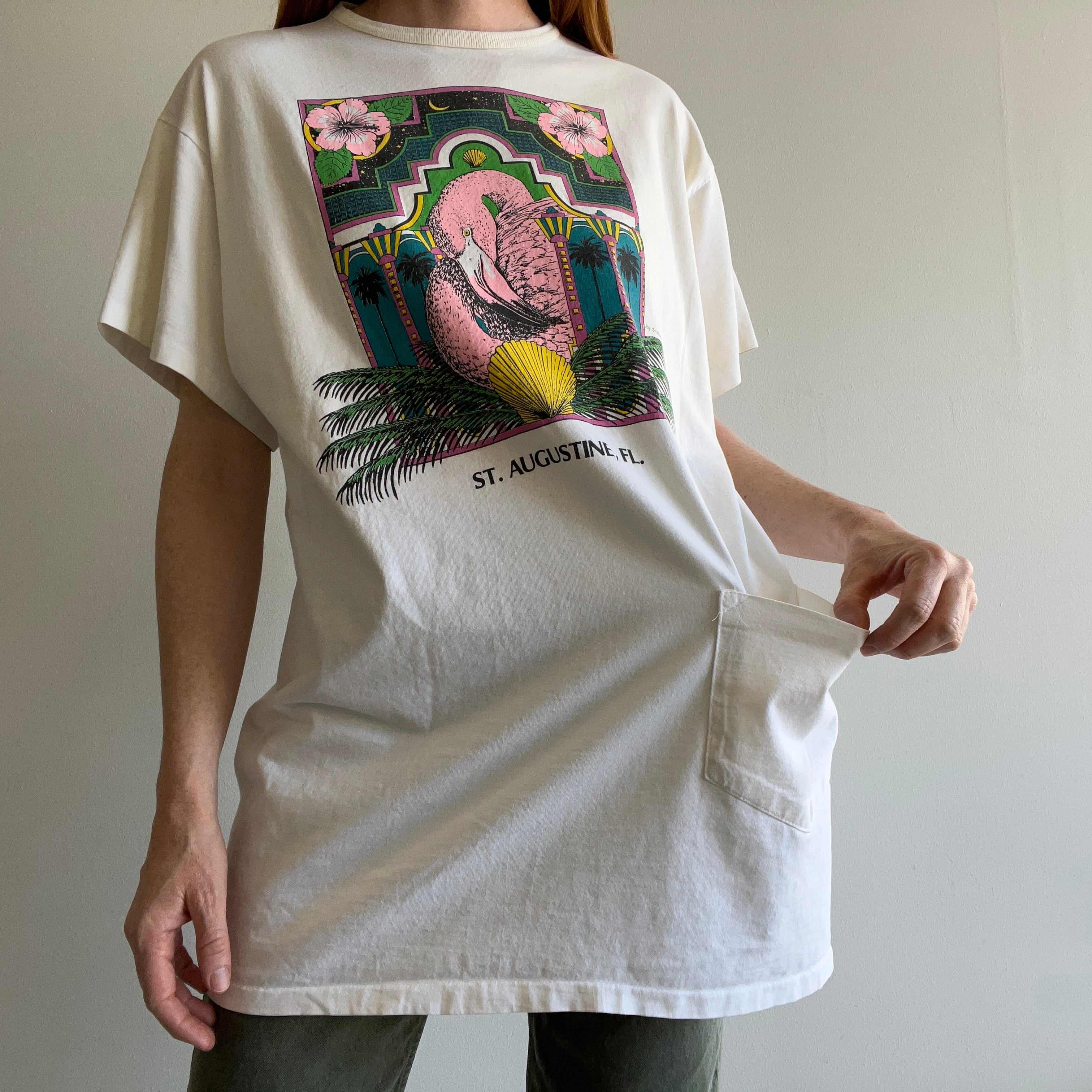 1990s St. Augustine, Florida Extra Long Pocket T-Shirt - Snacks!