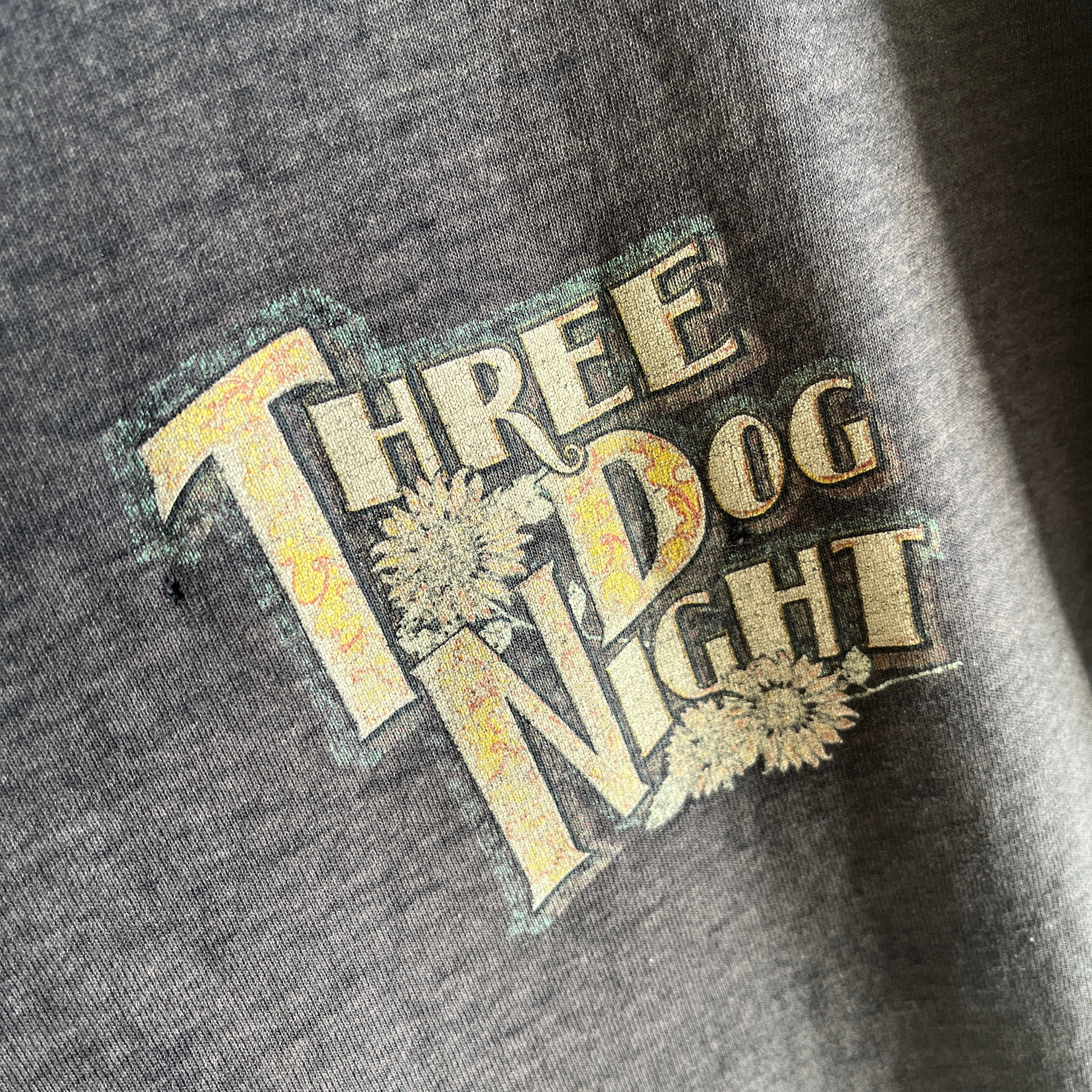 T-shirt Sun Faded Three Dog Night Music des années 1990 - Point unique