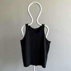 1990s Faded Blank Black Cotton Tank