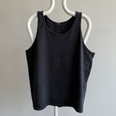 1990s Faded Blank Black Cotton Tank