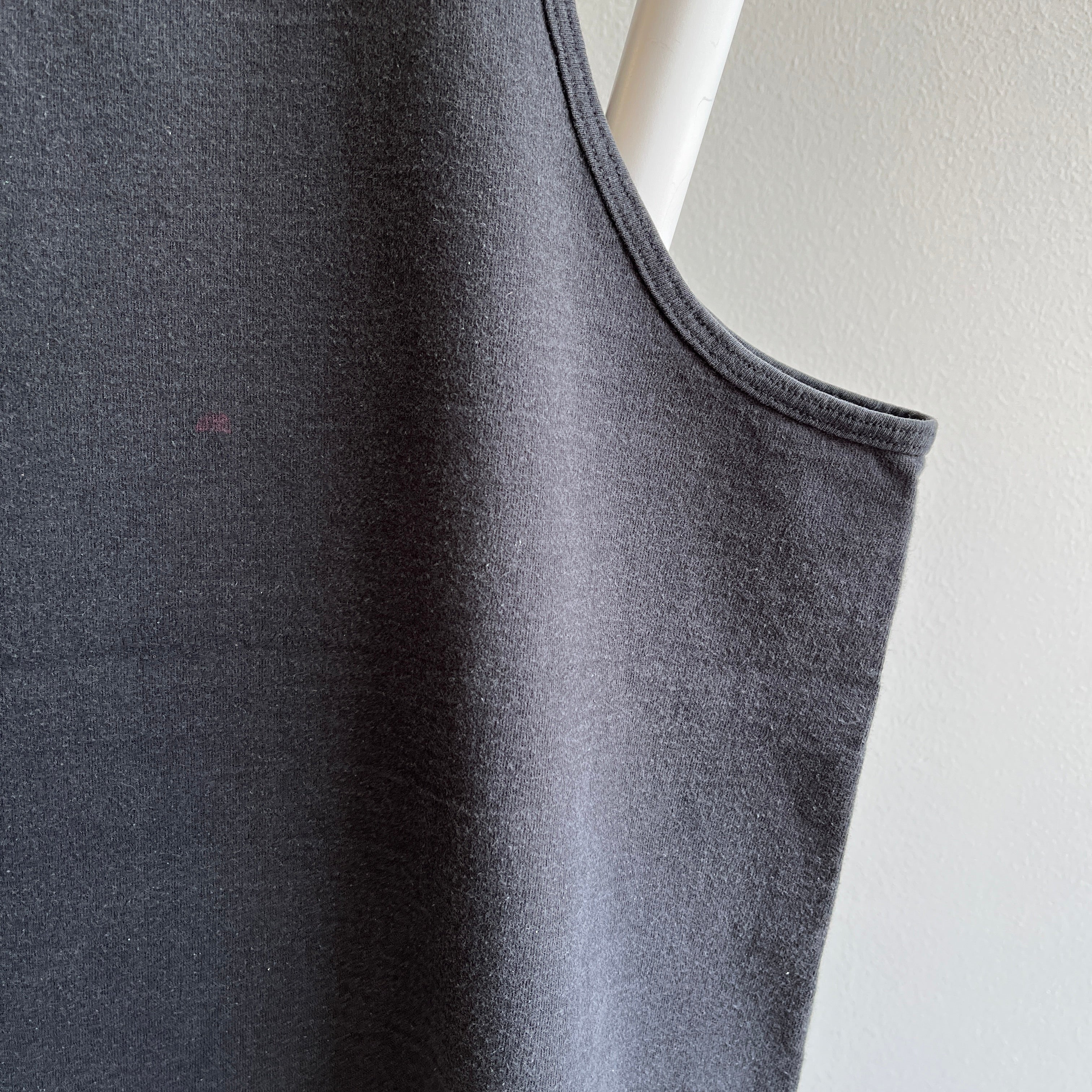 1990s Faded Blank Black Cotton Tank