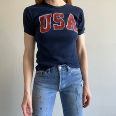 1970s USA Baby Tee Style Ring T-Shirt