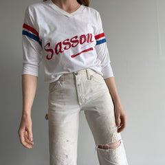 T-shirt à manches 3/4 à encolure en V Sasson (!!!!) des années 1980 - !!!! (encore)