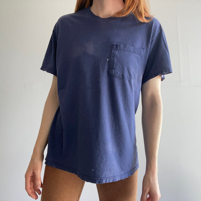 2000s (Maybe Not Vintage) THRASHED Faded Beat Up Soft Worn - All The Things - FOTL Navy Pocket T-Shirt