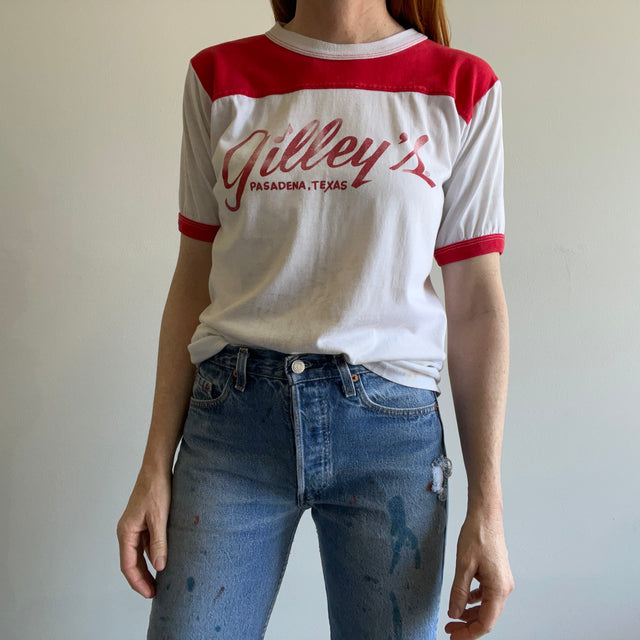 1970 Gilley's - T-shirt à bague Pasadena, Texas
