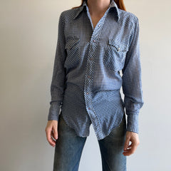 1970s Wrangler Lightweight Checkered Cowboy Snap Front Shirt