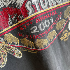T-shirt avant et arrière Sturgis 2001 - peinture tachée et délavée