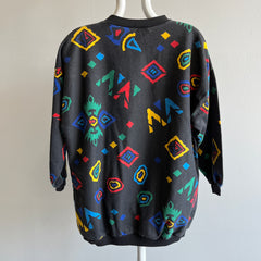 1980s Fun Print Lightweight 3/4 Sleeve Sweatshirt
