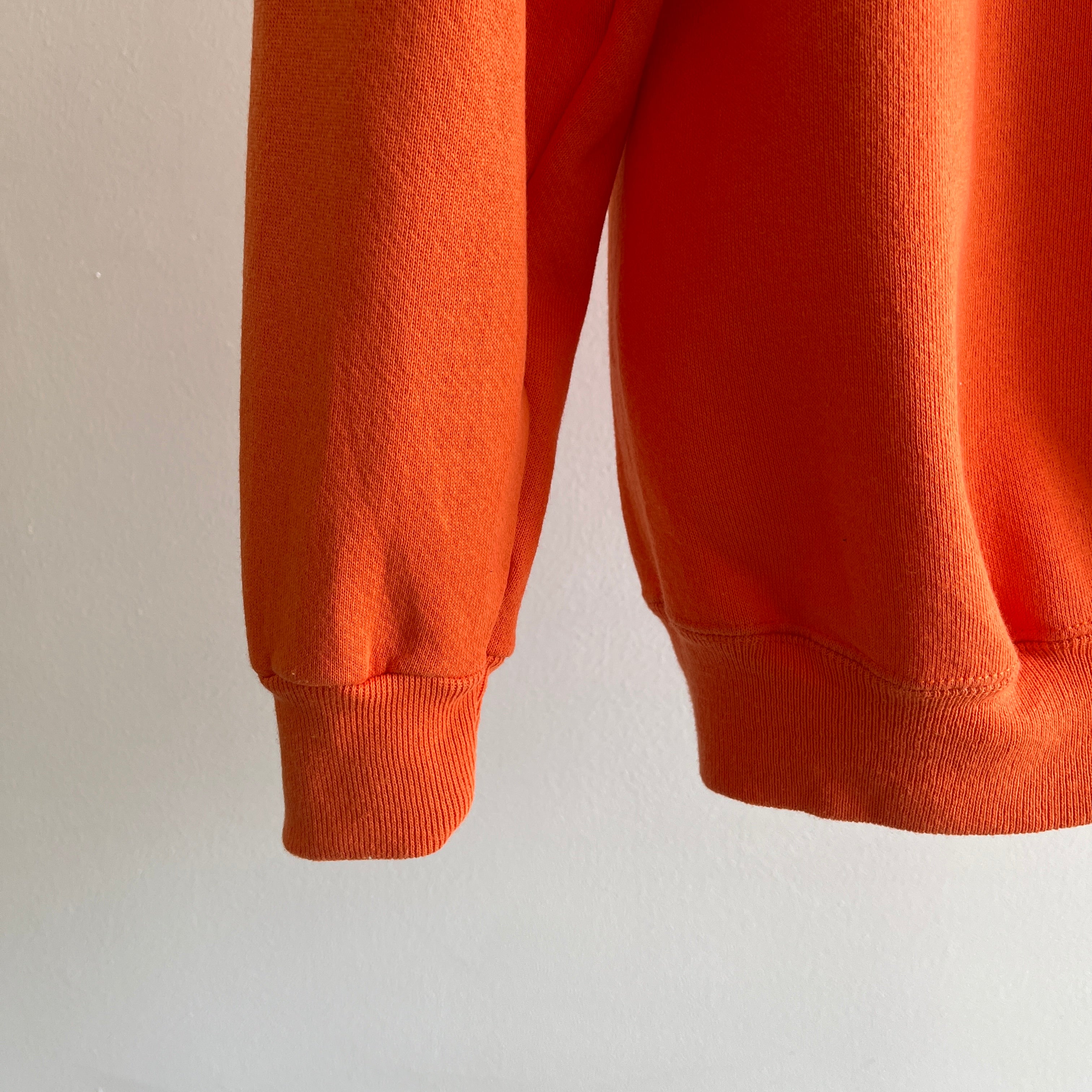 Sweat-shirt raglan orange vierge des années 1980 par Hanes Her Way !