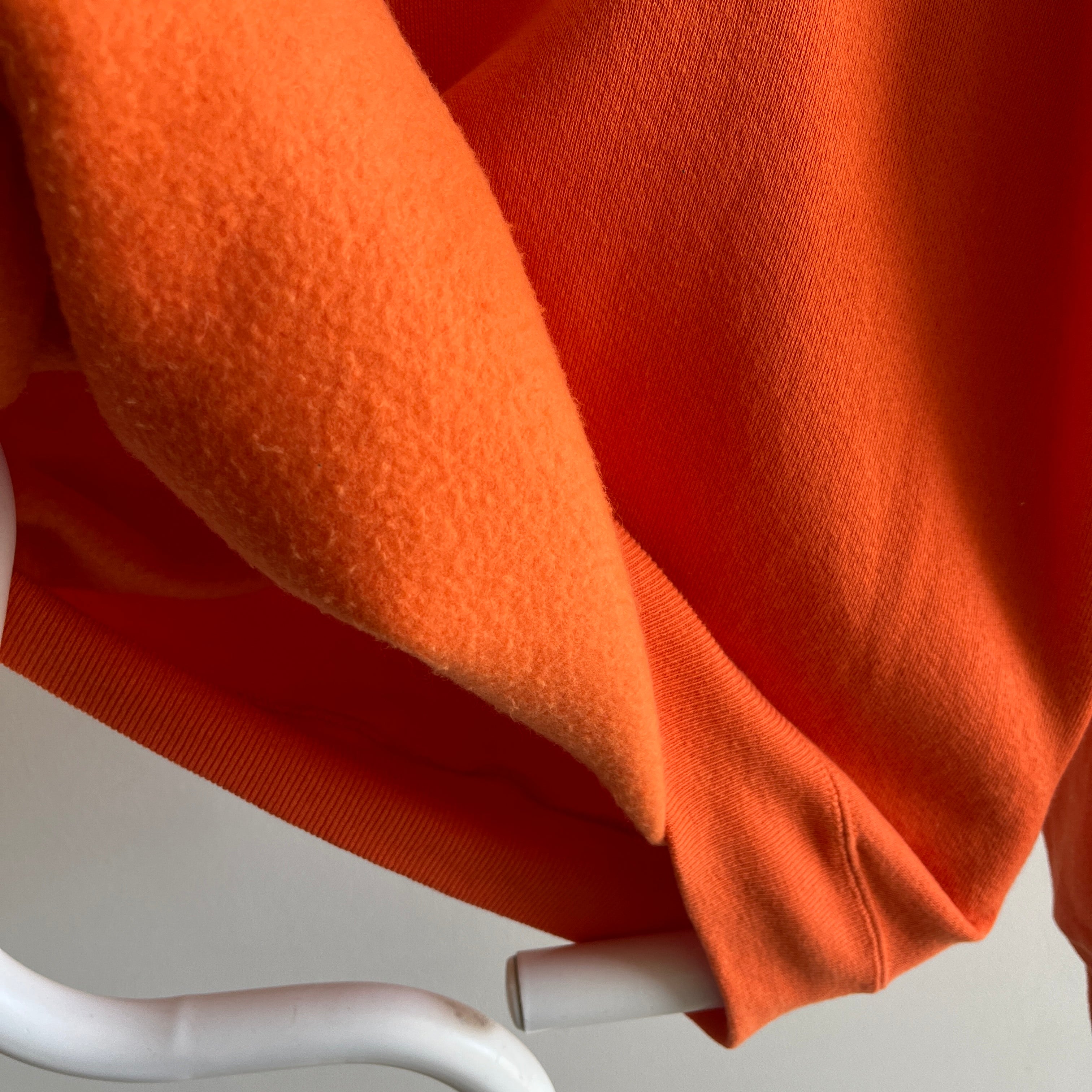 Sweat-shirt raglan orange vierge des années 1980 par Hanes Her Way !