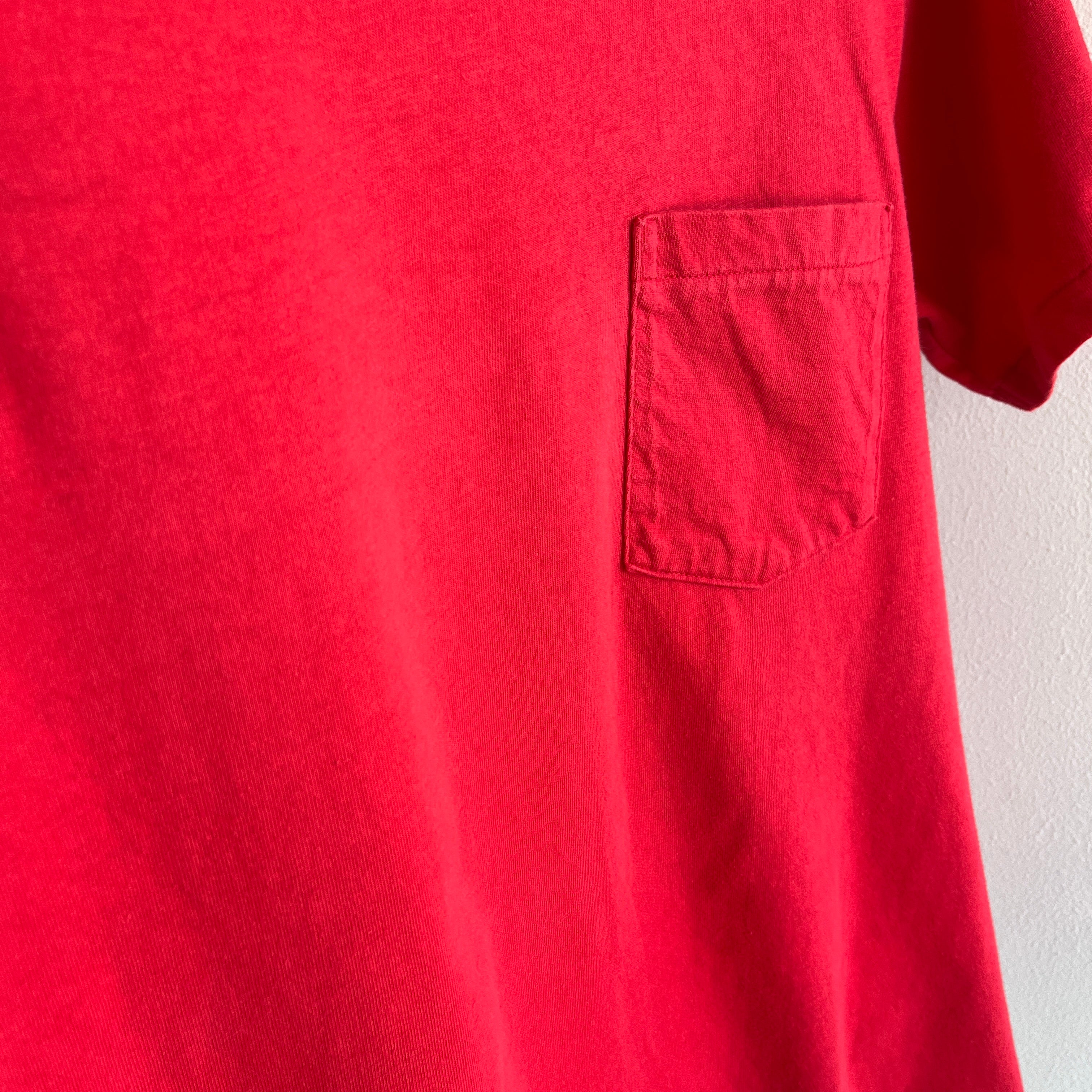 1980 USA Made Gap Faded T-shirt de poche rouge