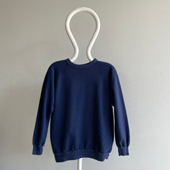 1980s Blank Navy Rolled Neck Sweatshirt - Like New!