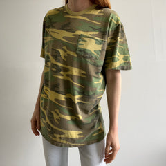 1980s Rattler's Brand Rolled Neck Epically Beat Up Cotton Camo T-Shirt