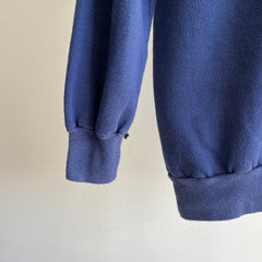 1980s Blank Navy Rolled Neck Sweatshirt - Like New!