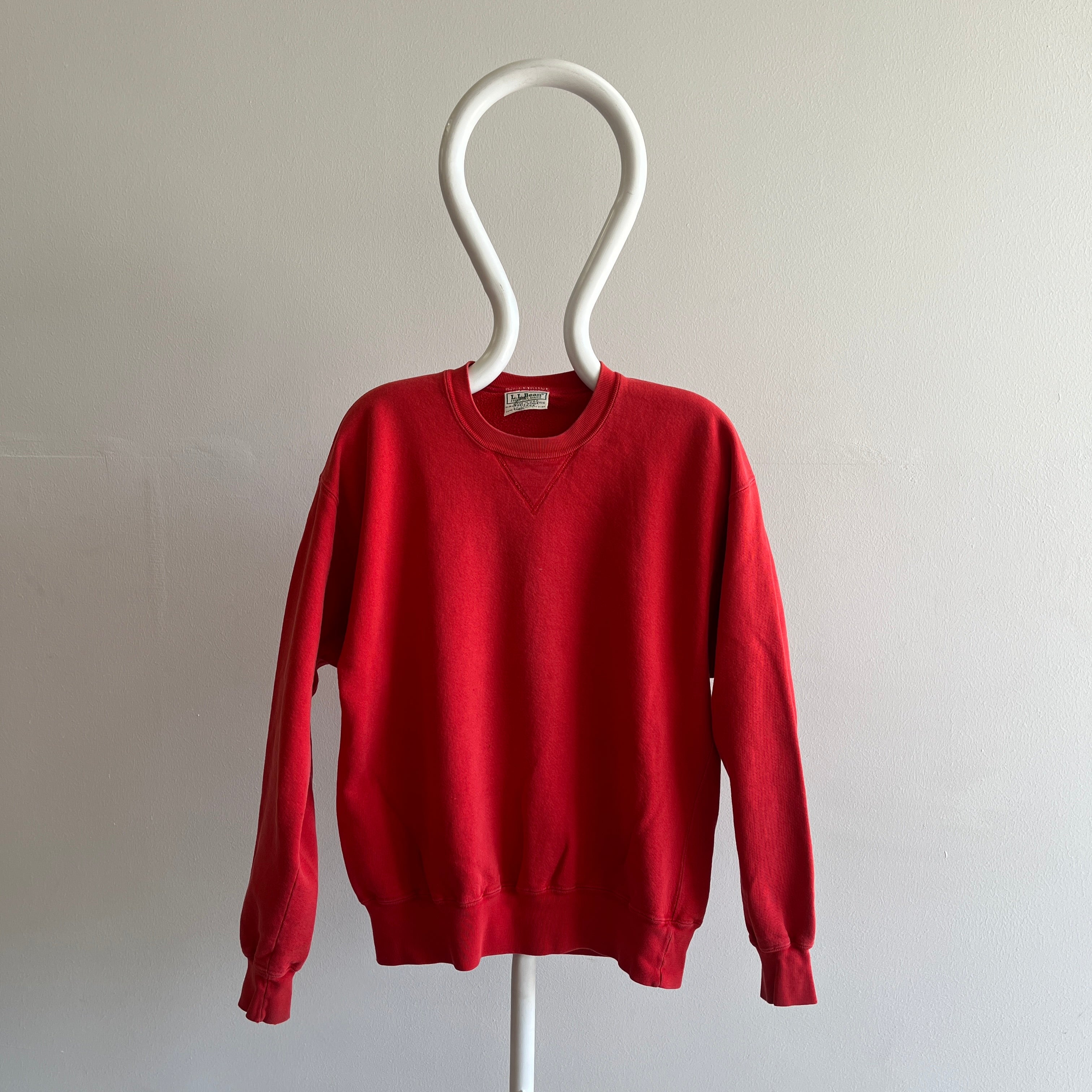 1990s L.L. Bean x Russell Brand Faded Red Single V Sweatshirt - YES