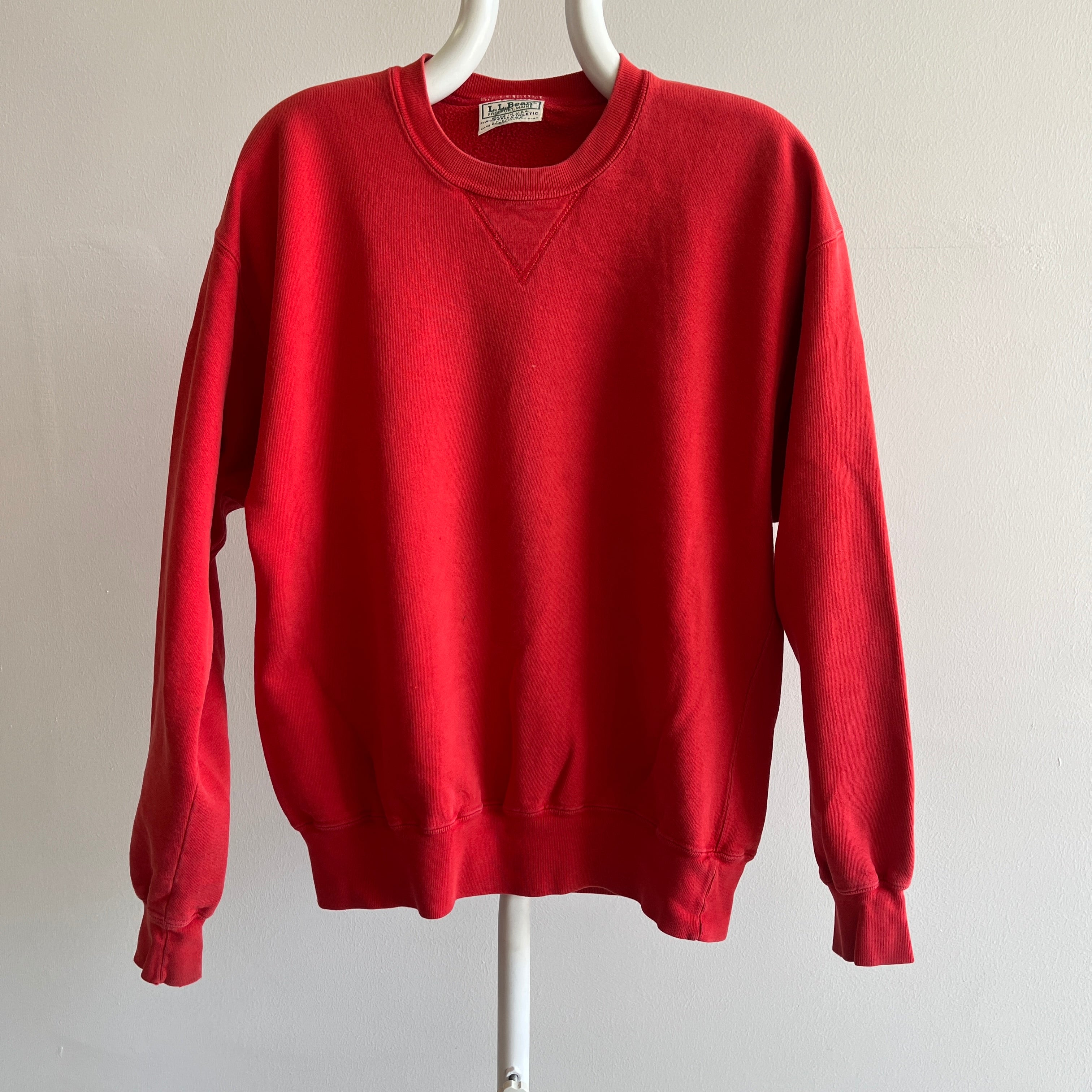 1990s L.L. Bean x Russell Brand Faded Red Single V Sweatshirt - YES