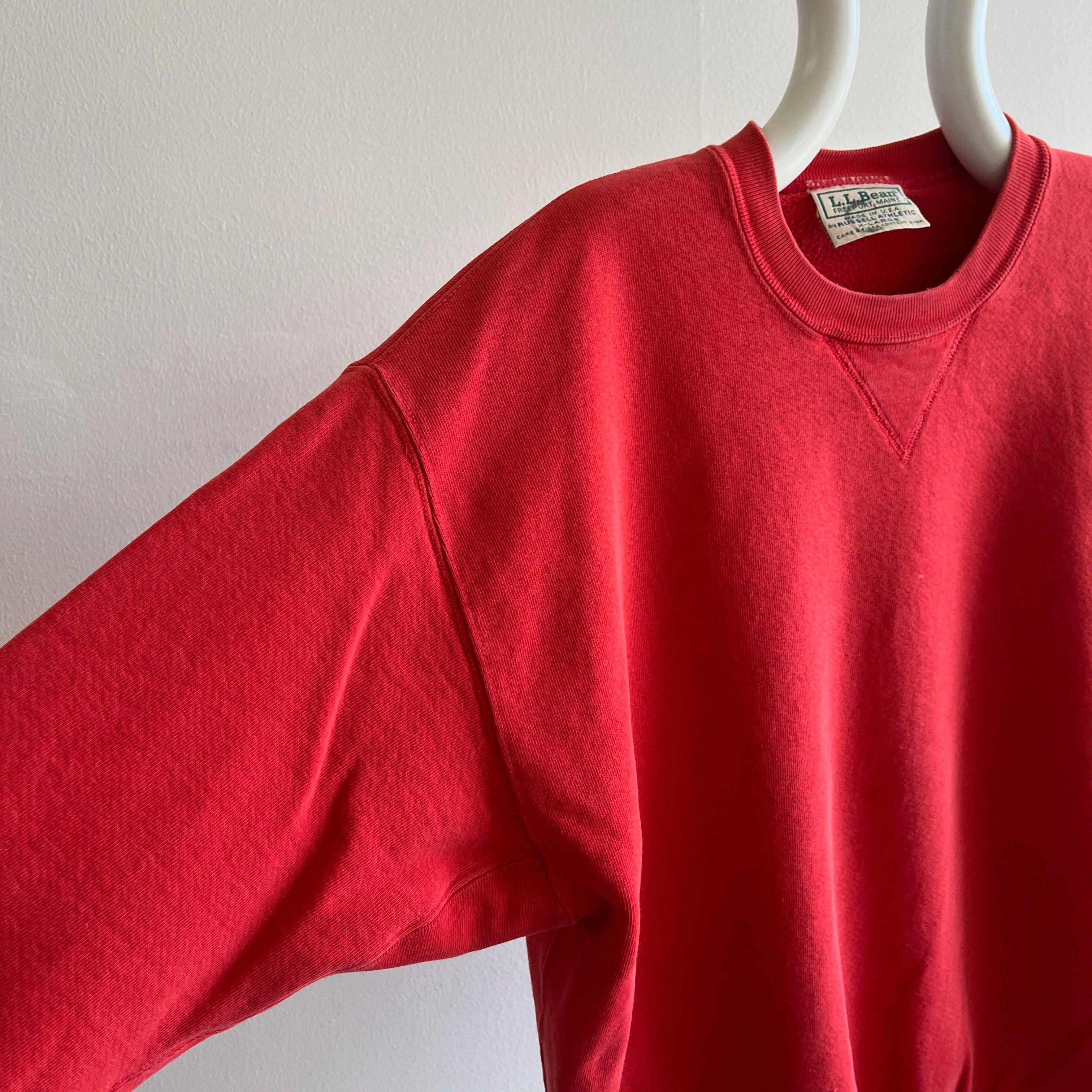 1990s L.L. Bean x Russell Brand Faded Red Single V Sweatshirt - YES