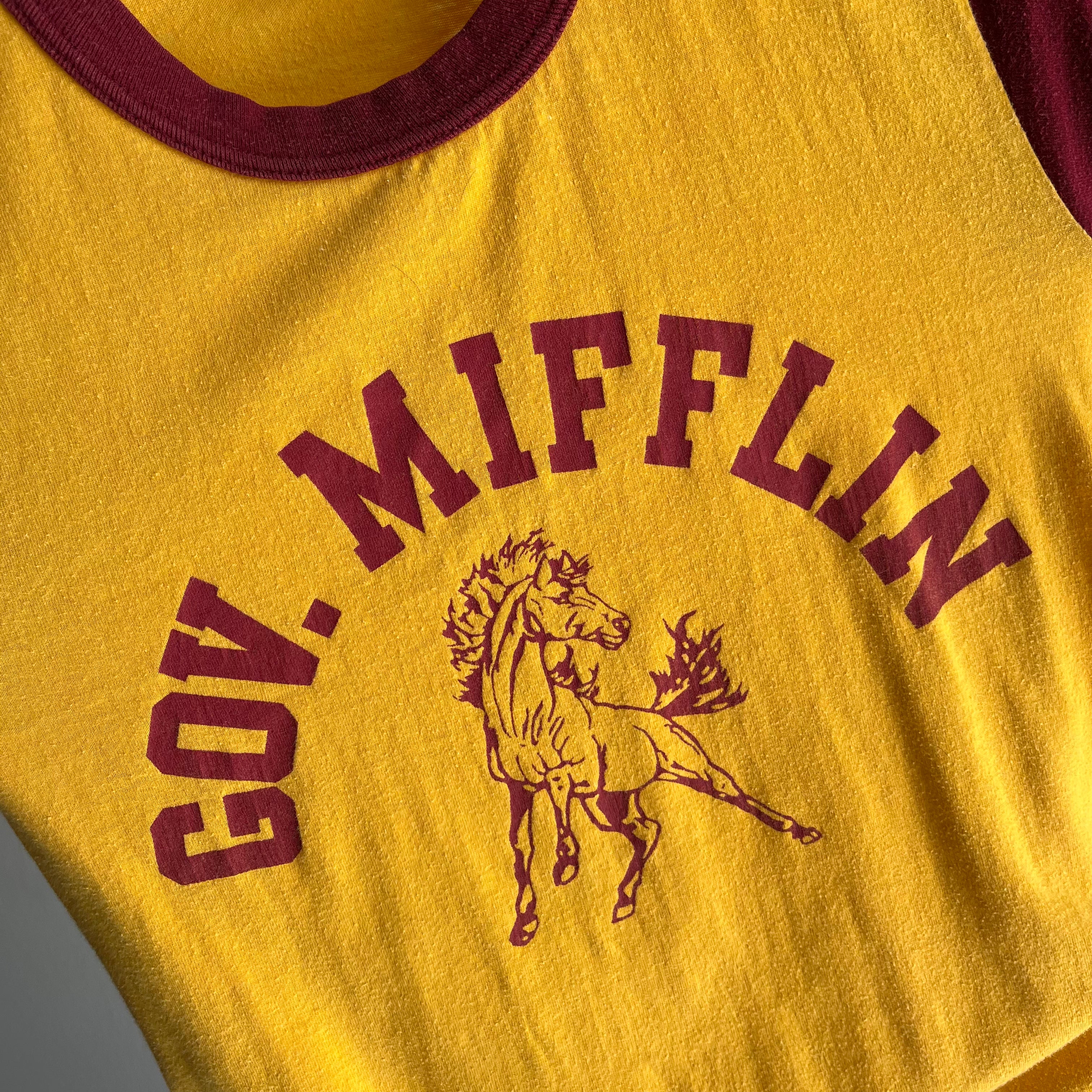 1970s Gov. Mifflin Color Block T-shirt bicolore par Sportswear
