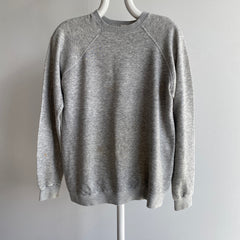 1970/80s Super Thrashed Mended Paper Thin Blank Gray Sweatshirt