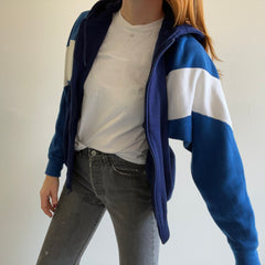 1980s Color Block Dolman Sleeve Super Soft Zip Up Hoodie