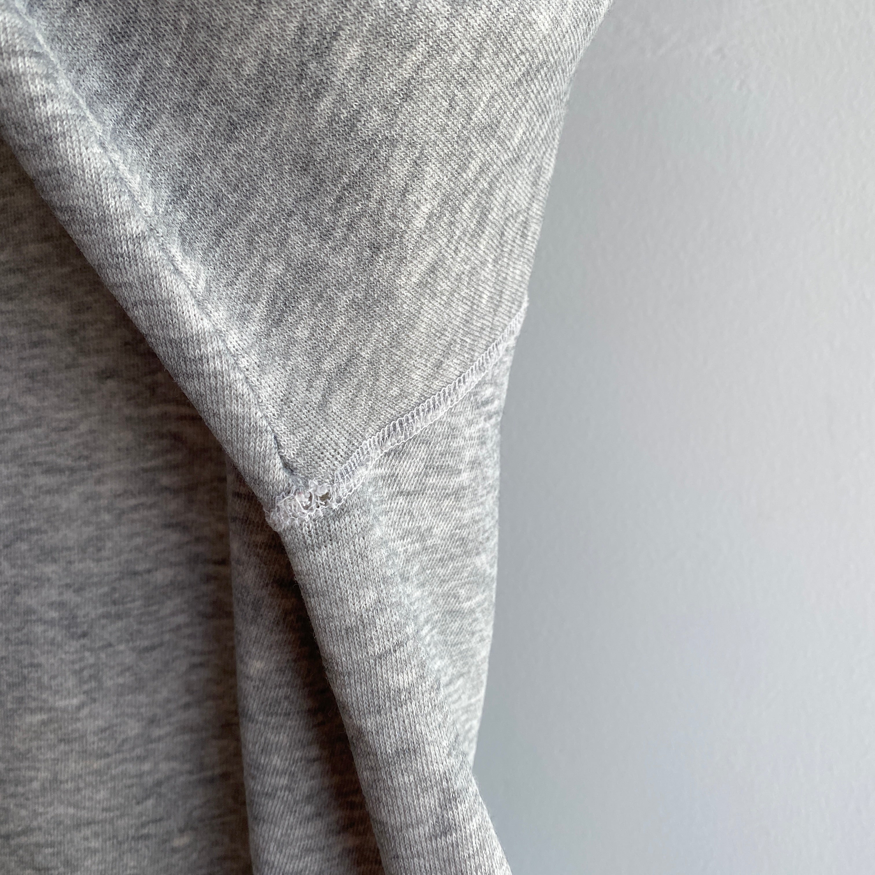 1970/80s Super Thrashed Mended Paper Thin Blank Grey Sweatshirt