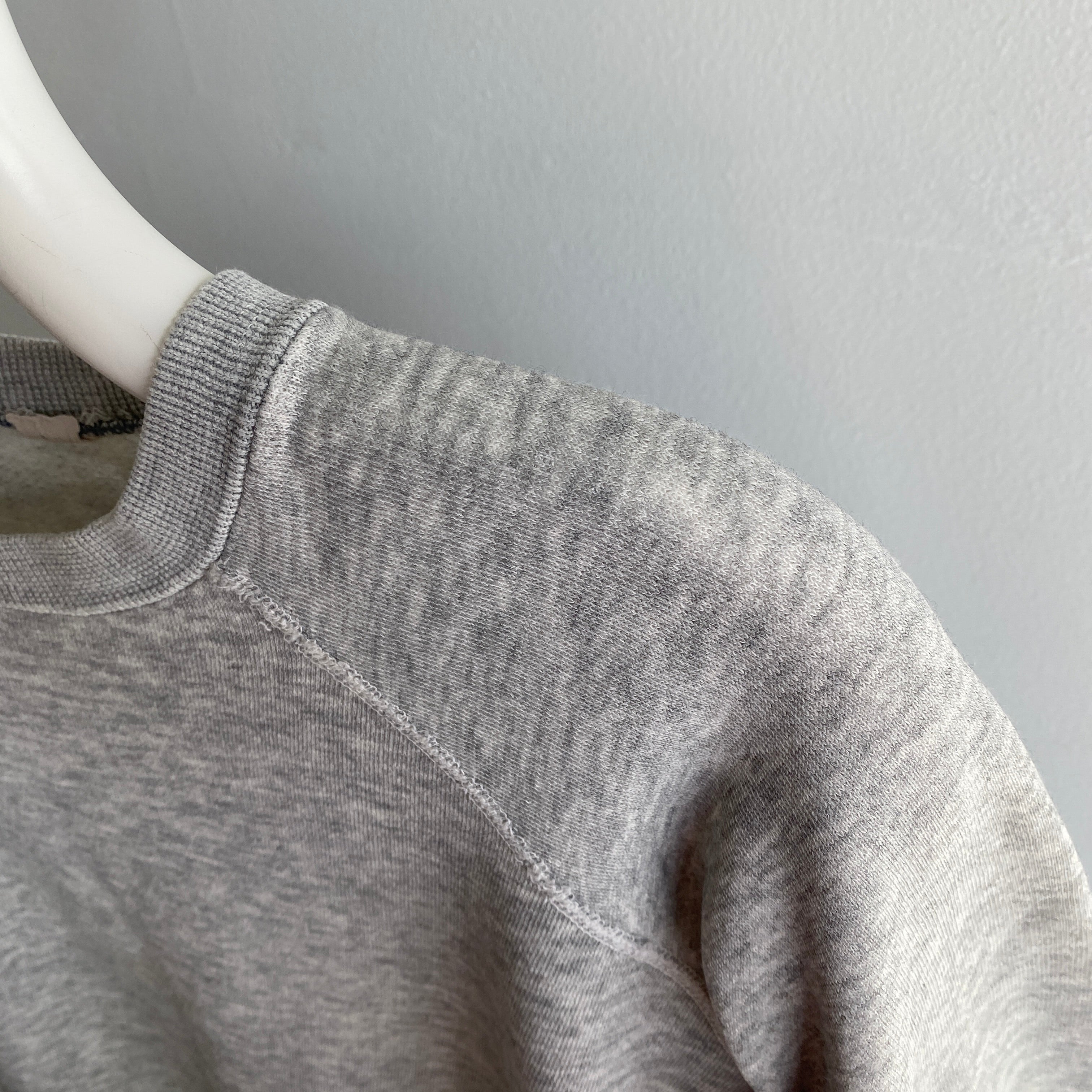 1970/80s Super Thrashed Mended Paper Thin Blank Gray Sweatshirt