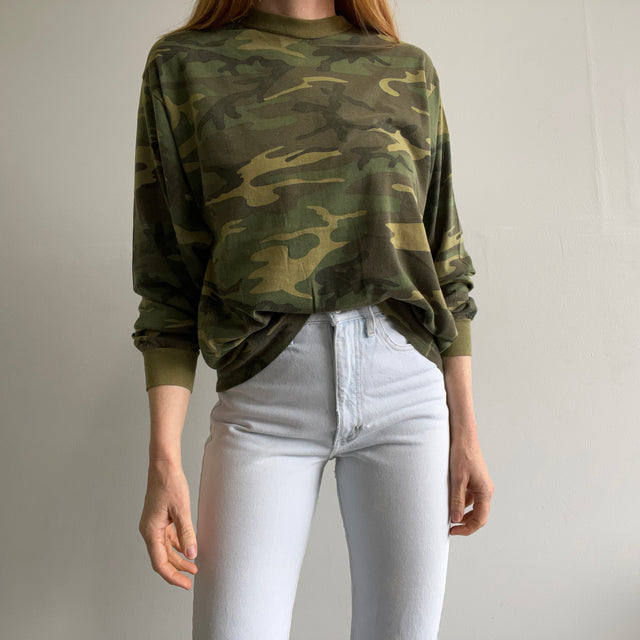 1980s Lightweight and Slouchy Long Sleeve Camo T-Shirt